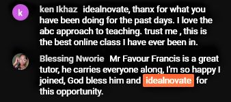 Idealnovate Africa student testimonial